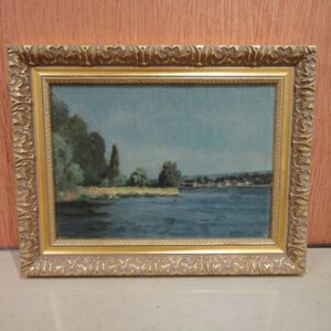 Paysage de rivière, huile sur toile signée Charles Houben