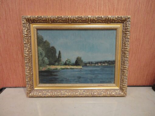 Paysage de rivière, huile sur toile signée Charles Houben