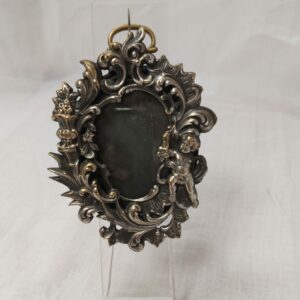 Porte-photo mural angelot laiton argenté