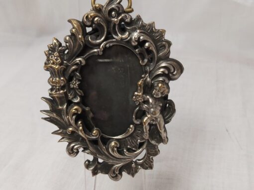 Porte-photo mural angelot laiton argenté