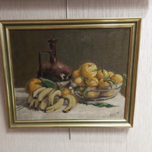Nature morte, huile sur panneau encadrée