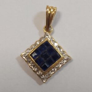 Pendentif saphirs, diamants, or jaune 18 carats