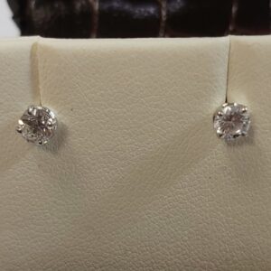 Boucles d'oreille "puces" or gris diamants