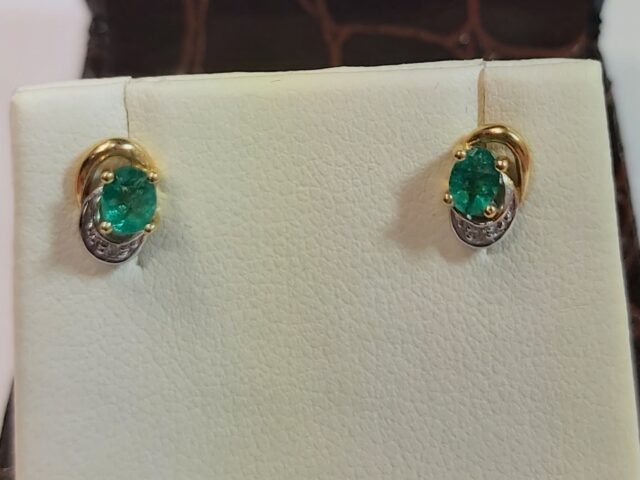 Boucles d&rsquo;oreille 2 ors émeraude