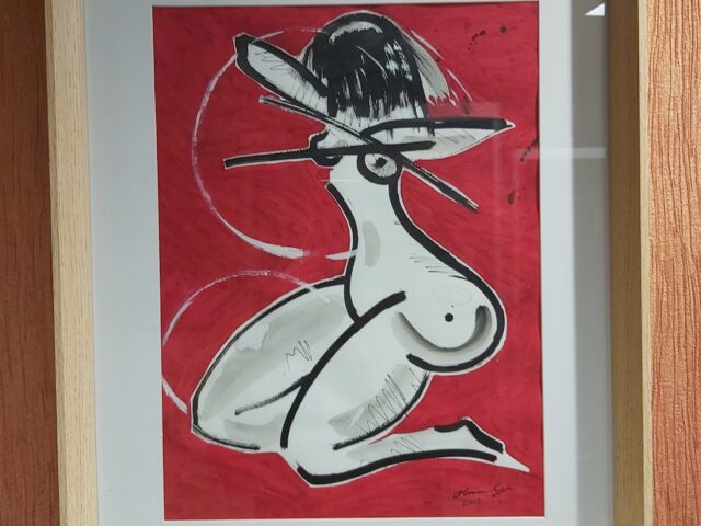 Nu rouge, dessin d&rsquo;Olivier-Cyr Noël