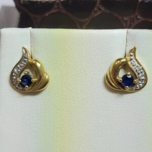 Boucles d'oreille 2 ors saphirs