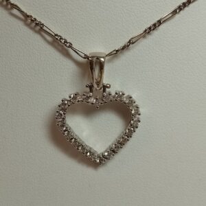 Pendentif coeur diamants or gris 18 carats