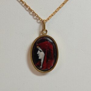 Pendentif émail de Limoges or jaune
