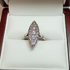 Bague marquise or gris diamants