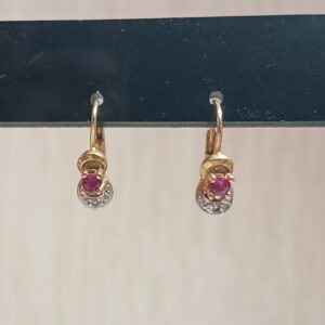 Boucles d'oreille dormeuses 2 ors rubis