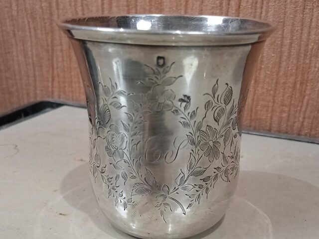 Timbale pelote argent fleurs