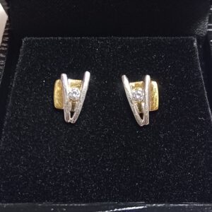 Boucles d'oreille 2 ors diamant