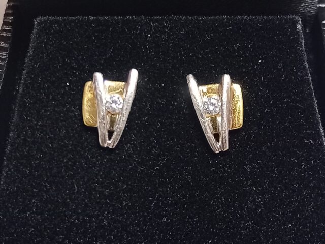 Boucles d&rsquo;oreille 2 ors diamant