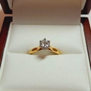 Solitaire or jaune diamant 0,75 carat