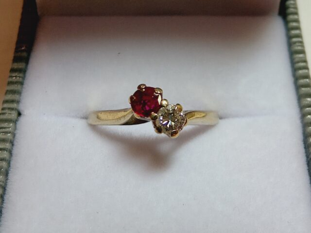 Bague Toi et Moi rubis diamant