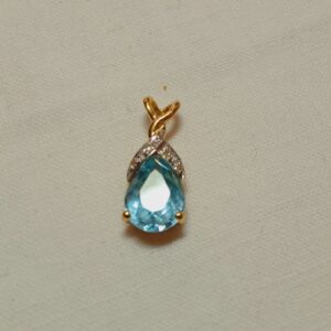 Pendentif 2 ors aigue-marine diamants