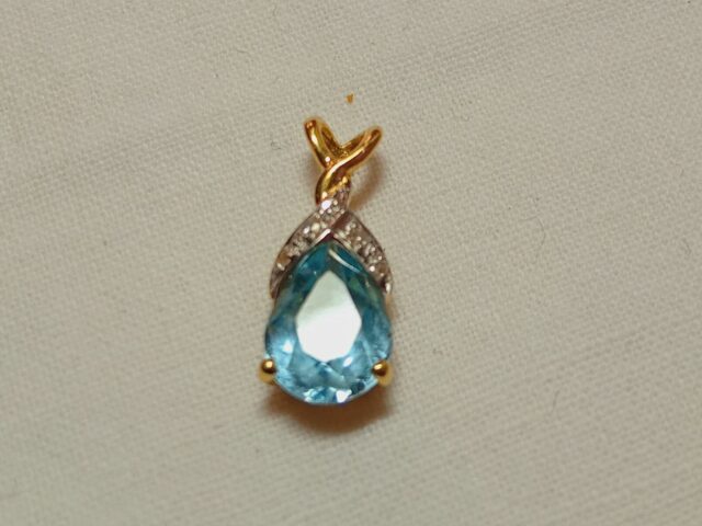 Pendentif 2 ors aigue-marine diamants