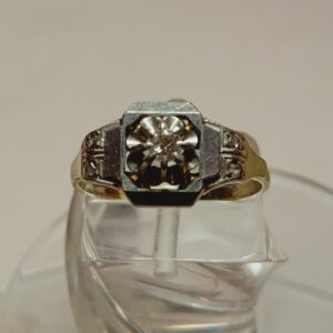 Chevalière 1930 or gris diamant