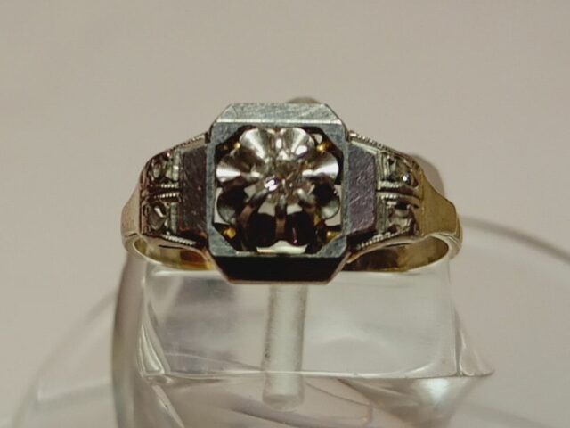 Chevalière 1930 or gris diamant