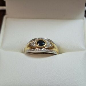 Bague jonc 2 ors saphir