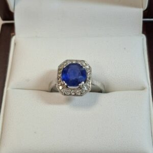 Bague platine saphir diamants