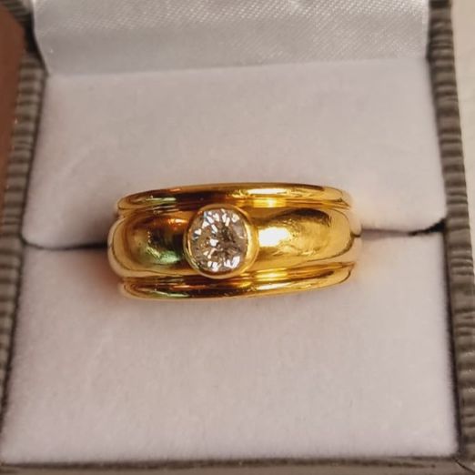 Bague jonc or jaune diamant 0,45 carat