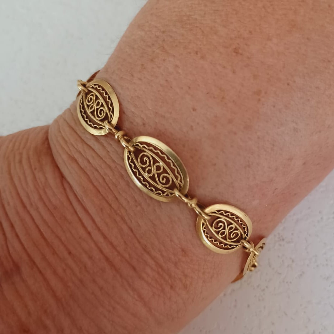 bracelet maille filigrane or jaune 18 carats ref 50-72