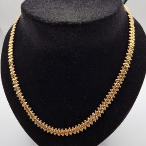 collier maille perlée ouvragée en or jaune 18 carats